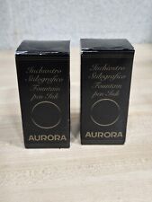 Lot 2x Aurora Fountain Pen Ink Bottle Black 45 ml Italy Pre-owned 50%+ Each VTG picture