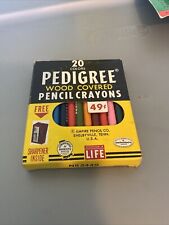 Pedigree Wood Covered Pencil Crayons Vintage 20 Colors And Sharpener  picture