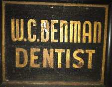Early 1900s Antique Metal Trade Sign Wood Frame Dentist Dr./Black Sand Gold Ltrs picture