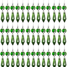 40Pack Chandelier Lamp Clear Crystal Icicle Prisms Bead Hanging Green Pendants picture