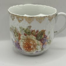 Antique/Vintage Porcelain Moustache Cup Floral & Gold picture