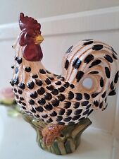VTG  1999 Ceramic Black and White Speckle Country Kitchen Rooster Figurine 13
