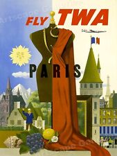 Fly to Paris on TWA 1950s Vintage Style Travel Poster - 18x24 picture