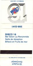 St-Hubert Quebec Canada Disco 16 Bar Salon Vintage Matchbook Cover picture