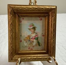 Vintage Antique Victorian Ephemera Framed, Gold Tone Frame, Victorian Lady, Hat picture