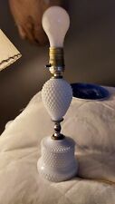 Milk Glass Lamp Hobnail Table Bedside Boudoir Vintage.  picture