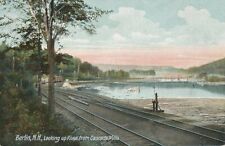 BERLIN NH – Looking Up River from Cascade Mills showing Railroad Tracks - 1908 picture