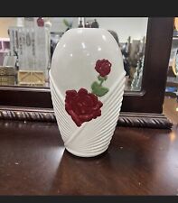 Vintage 1980s Rose Art Deco Vase 12” Tall picture