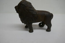 Antique Early 1900's Cast Iron Lion Still Coin Bank picture