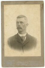 CIRCA 1890'S CABINET CARD Handsome Man Great Mustache Suit McLain Logan OH picture