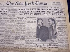 1948 JUNE 26 NEW YORK TIMES - WARREN WINS 2D PLACE - NT 134 picture