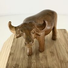 Vintage Wooden Hand Carved Water Buffalo Made In Kenya Beautifully Hand Carved. picture