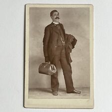 Antique Cabinet Card Photograph Mustached Man Doctor Bag Occupational Actor? picture
