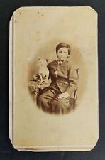 1860s antique CDV PHOTOGRAPH carlisle pa BOY DOG with REVENUE STAMP  picture
