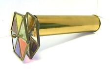 Vintage Heavy Brass Kaleidoscope Stained Glass Double Wheel picture