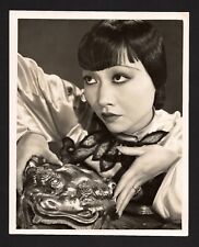 RARE EXOTIC VAMP ANNA MAY WONG ASIAN GOLDEN WOODEN DRAGON SILVER GELATIN PHOTO picture
