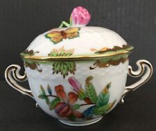 Herend Hungary Flower Top Covered Sugar Dish w Handles  picture