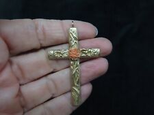 Vintage 1880's Rolled Gold Cross w/Genuine Carved Coral Cross picture