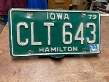 License Plate Vintage Iowa CLT 643 1979 w/ 1983 sticker Hamilton County Rustic picture
