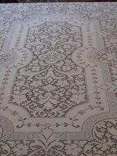 Vintage QUAKER LACE Tablecloth 88x67 Cream Embassy Pattern Tag Quaker Lace #1100 picture