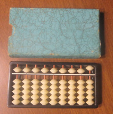 Vintage SMALL JAPAN CHINESE ABACUS 9 ROD CALCULATOR WITH ORIGINAL BOX picture