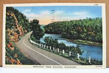 Spooner Wisconsin - June 21 1948 - postcard - highway view picture