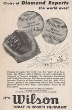 1950s Wilson Sports Equipment Bat Glove Mitt Vintage Baseball Print Ad Page picture