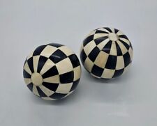 2pc Vtg Bone & Horn Black & White Checkerboard Carpet Balls 4