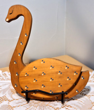 Sweet Vintage Home Interiors (HOMECO) Wooden Swan Goose Wall Pocket, 1970s picture