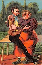 Comic 1907 Postcard-Thin Man Embracing His Fat Buxom Lover-Donadini Jr. Artist picture