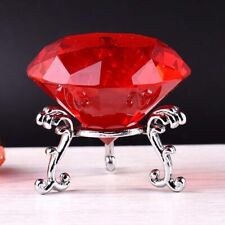 60MM Glass K9 Crystal Diamond Shaped Paperweight w/Silver Base Stand Cut Glass D picture