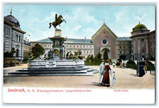 c1910 State Gymnasium Leopolds Fountain Hofkirche Innsbruck Austria Postcard picture