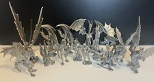 14 Vintage Pewter Figurines Fantasy Lot of Dragons and Castles picture