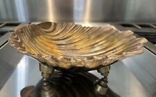 Vintage Brass Scalloped Shell Footed Bowl Heavy picture