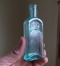 RARE 1860s PPP WINDOW PANEL EMB HINGE MOLD MEDICINE BOTTLE APPLIED RING LIP MINT picture