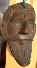 Vtg Guatemala Mayan Hand-Carved Wood Mini-Mask of Conquistador Pedro de Alvarado picture