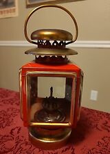 Vintage Colonial Coach Lantern, Red & Gold, Metal & Glass Walls picture