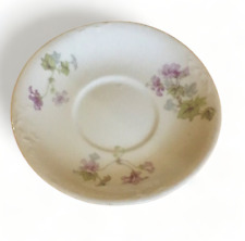 3 Antique Jean Pouyat Limoges Porcelain Saucers (Lavender/Purple/Floral/ca 1905) picture