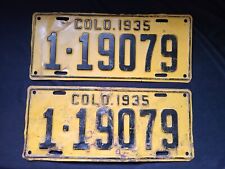 1935 Colorado License Plate Set Matching Numbers Original picture
