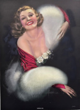 Rolf Armstrong Vintage 1940s Pin-Up Print Gardenia Girl, Stunner in Low Cut Gown picture