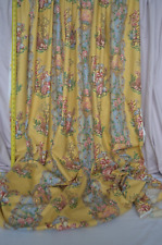 4 Drapes Exquisite Vintage Chinoisserie Asia Toile in Blue & Yellow Panels picture