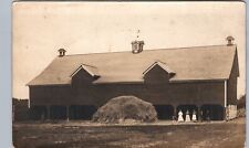 BIG BARN HAY STACK wisconsin wi real photo postcard rppc farm history picture