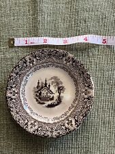 Antique  Ware Brown Transferware Plate 1840s Vase Cottage picture