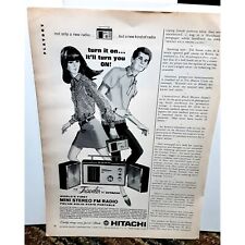 Vintage 1967 Hitachi Mini Stereo FM Radio Ad Original epherma picture