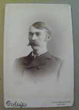 Young Man Impressive Moustache & Sideburns Cabinet Card Gehrig Fine Arts Chicago picture