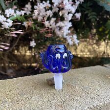 14mm Cute  Blue Thick Glass Octopus Bong Bowl Head Piece Bong Bowl Holder picture