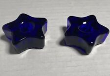 Small Miniature Taper Candle Holders  5 Point Star  Cobalt Blue Glass picture