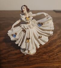 Antique German Dresden Porcelain Lace BALLERINA Figurine Marked CROWN picture