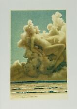 Vintage Fond Image Press Greeting Card “Floating Woman In Ocean Clouds” Art P1 picture