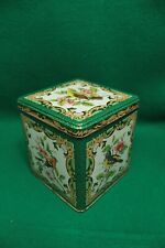 Vintage Tin Canister Hinged Lid Designed by Daher made in England Florals Birds picture